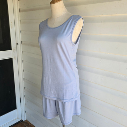Dusty blue merino tank top