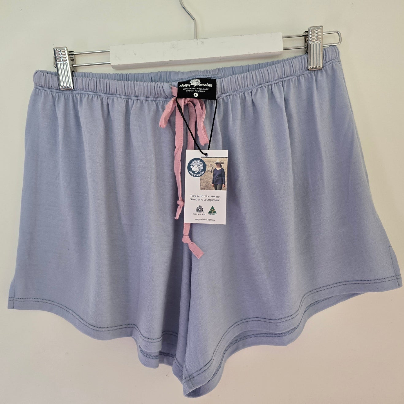 Dusty Blue Womens Merino Sleep Shorts