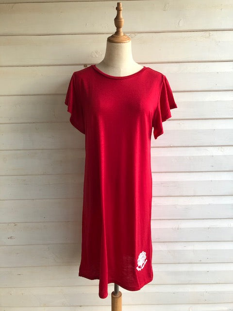 Women's Flutter Sleeve Nightie | 100% Merino Wool  Blaze Red