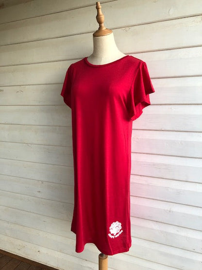Women's Flutter Sleeve Nightie | 100% Merino Wool  Blaze Red