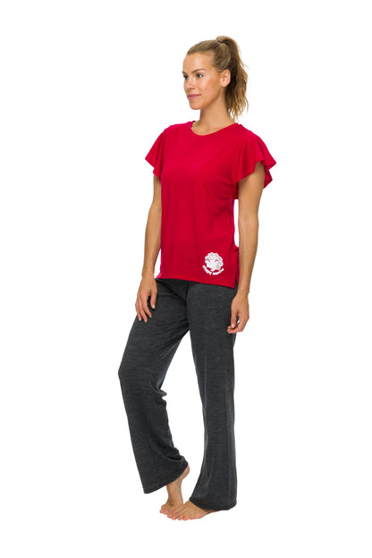 Women's Flutter Sleeve Top | 100% Merino Wool  Blaze Red