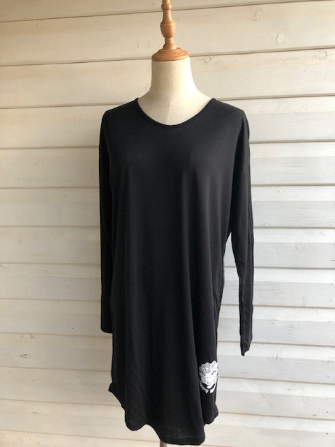 Women's Long Sleeve Sleepshirt | 100% Merino Wool Black