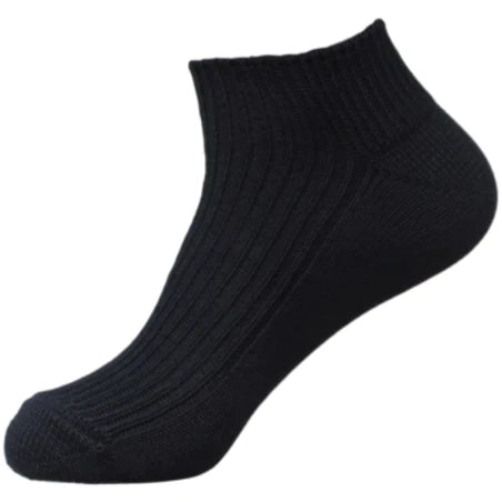 Merino sock- Redground Ribbed Ankle Black
