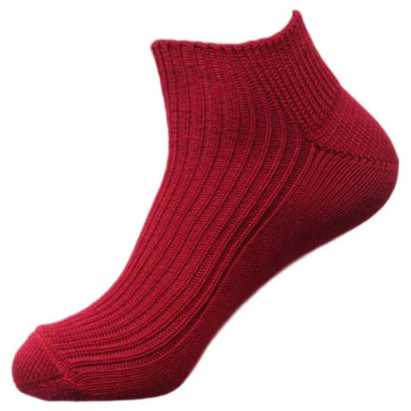 Merino sock- Redground Ribbed Ankle Crimson Red